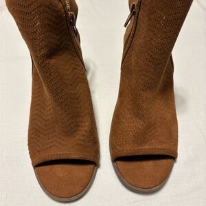 Time and Tru Tan Peep-Toe Heeled Boots